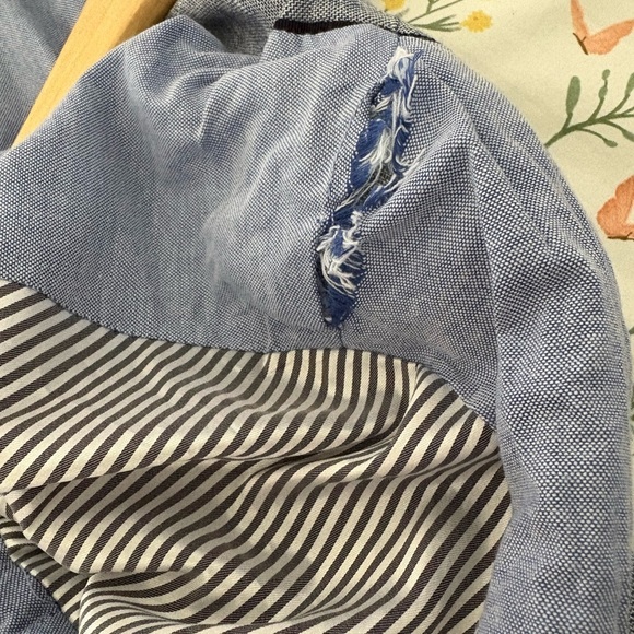 Banana Republic blazer blue grey plaid size 8 suit jacket single button - Picture 3 of 10